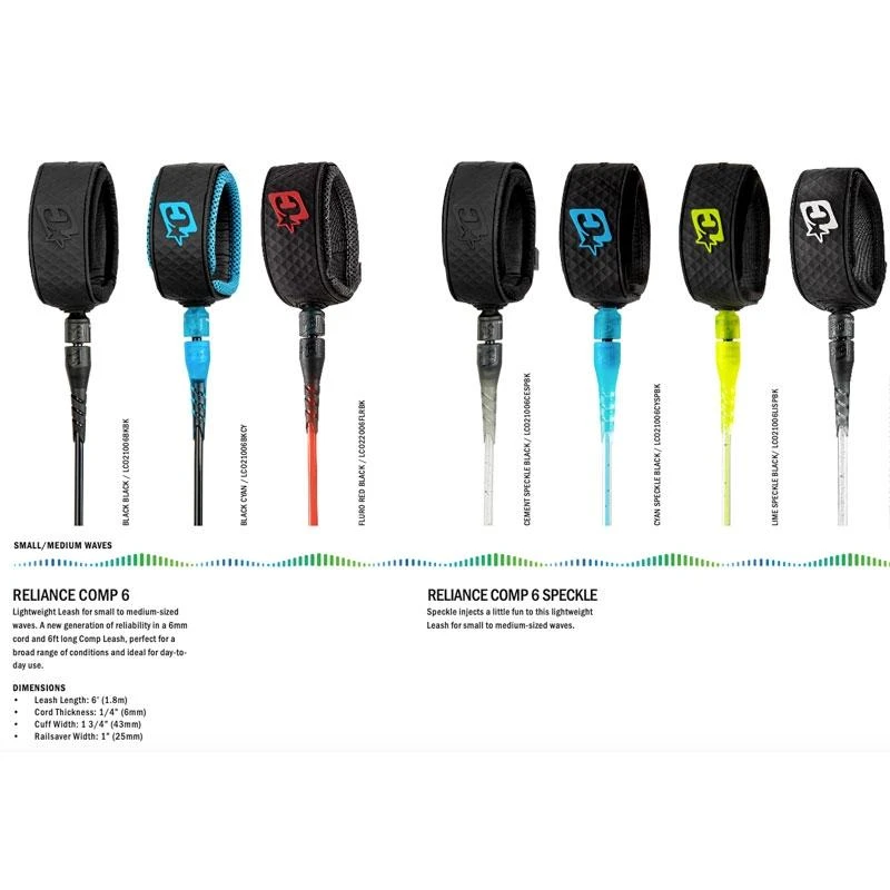 Leash Surf Creatures Of Leisure Relliance Comp - Cyan Speckle Black - 6'0" / 183 Cm 4 Leash Surf Creatures Of Leisure Relliance Comp - Cyan Speckle Black - 6'0" / 183 Cm – Image 2